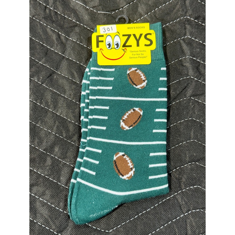 Foozys Football‎ Socks Mens 10-13 Green New Novelty Sports Crew FM-04